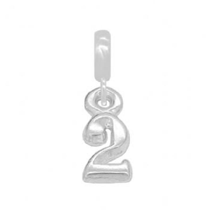 STERLING SILVER NUMBER TWO EUROPEAN BEAD CHARM