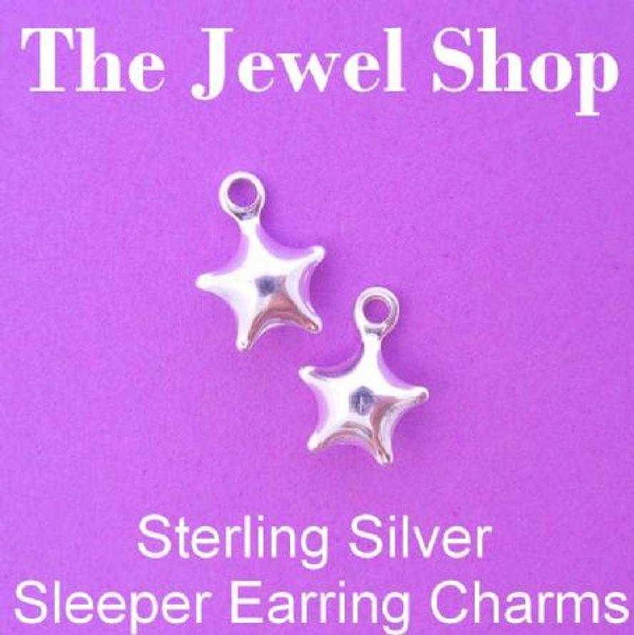 1 x PAIR STERLING SILVER 7mm STAR SLEEPER CHARMS