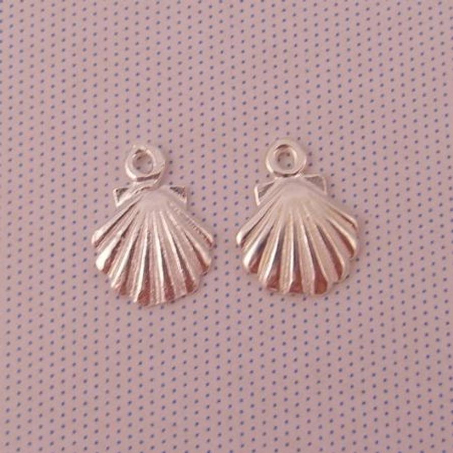 1 x PAIR STERLING SILVER 9mm SHELL SLEEPER CHARMS