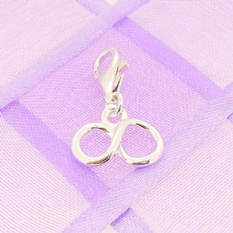 STERLING SILVER 12mm INFINITY SYMBOL DESIGN CLIP ON CHARM