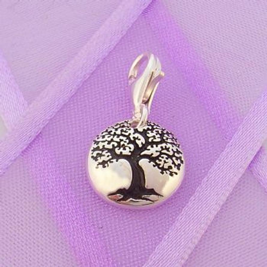 STERLING SILVER 12mm TREE OF LIFE CLIP ON CHARM PENDANT - 925-54-706-10583