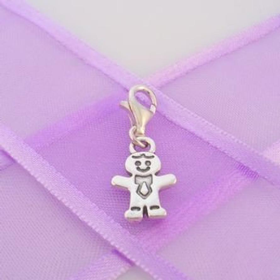 STERLING SILVER 9mm x 15mm FAMILY LITTLE BOY BROTHER SON CLIP ON CHARM - TI-03506