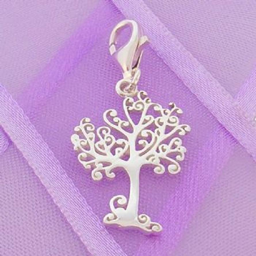 STERLING SILVER 14mm x 20mm TREE OF LIFE CLIP ON CHARM -925-54-706-10288