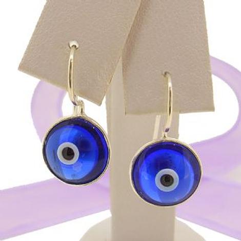 Evil Eye Sterling Silver Hook Earrings Blue