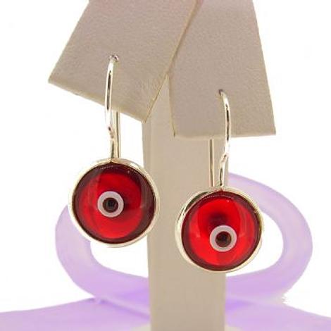 Evil Eye Sterling Silver Hook Earrings Red