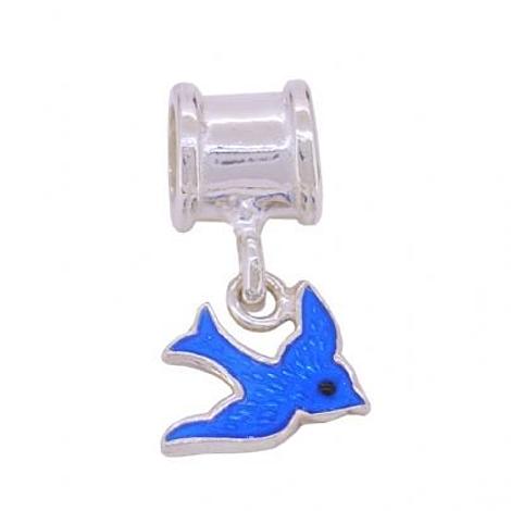 Sterling Silver 10mm Bluebird Happiness Bead Charm