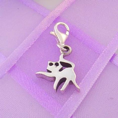 Sterling Silver 13mm X 15mm Family Pet Cat Kitten Pussy Clip on Charm - 925-54-706-1994