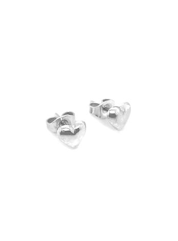 Sterling Silver 7mm Love Heart Charm Stud Earrings