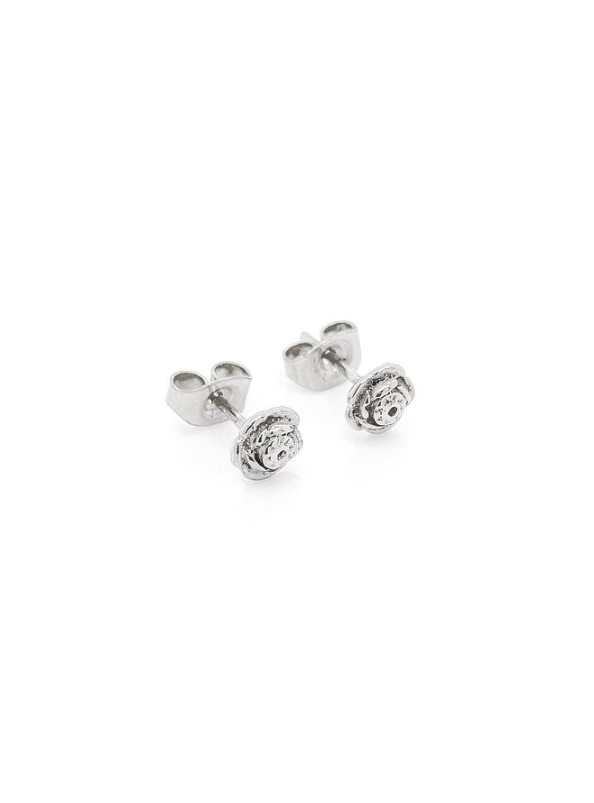Sterling Silver 5mm Rose Flower Charm Stud Earrings