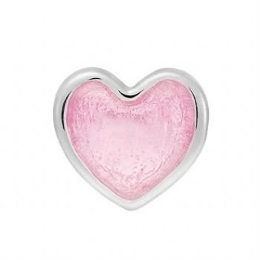 STERLING SILVER PASTICHE PETITE BABY PINK LOVE HEART BEAD CHARM -XE018PI