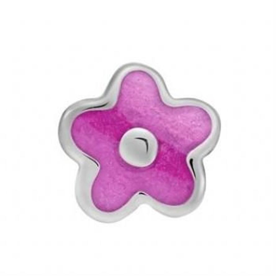 STERLING SILVER PASTICHE PETITE HOT PINK FLOWER BEAD CHARM -XE020PK