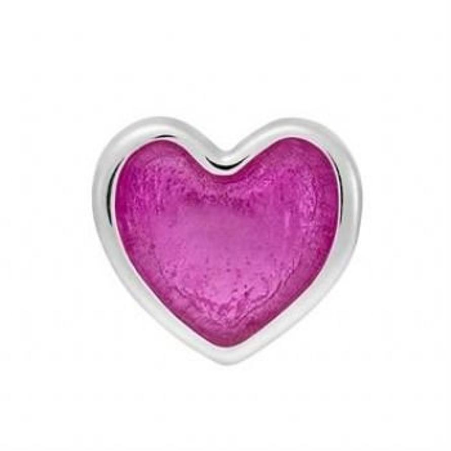 STERLING SILVER PASTICHE PETITE HOT PINK LOVE HEART BEAD CHARM -XE018PK