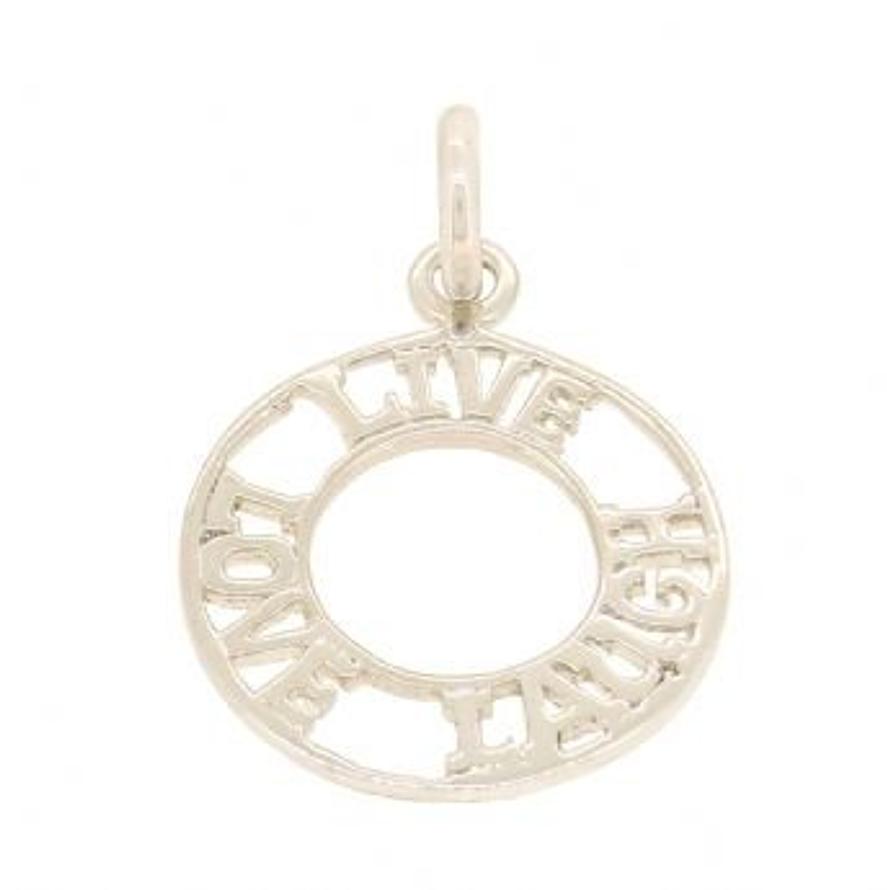 STERLING SILVER 17mm AFFIRMATION LIVE LOVE LAUGH OPEN CIRCLE CHARM