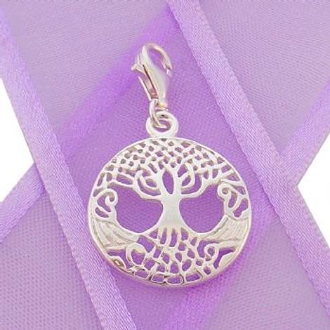 Sterling Silver 18mm Celtic Tree of Life Clip on Charm Pendant -925-Kb53