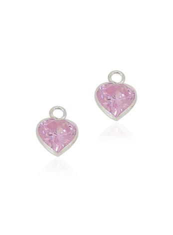 Sterling Silver 6mm Pink Cz Heart Sleeper Charms