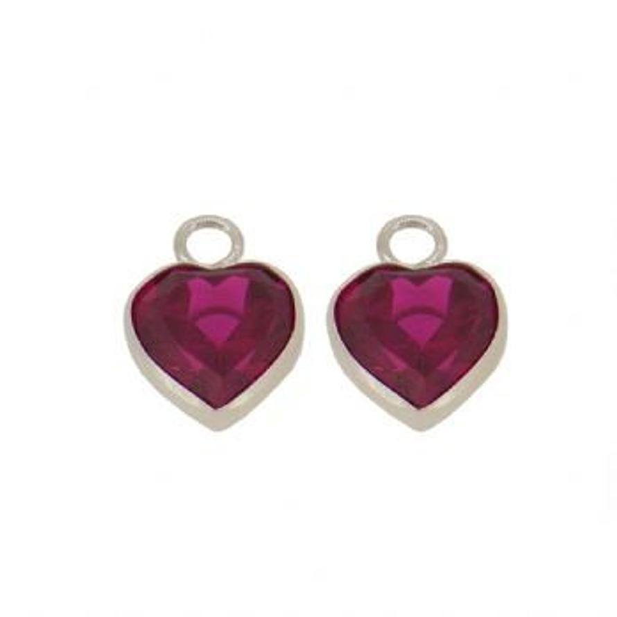 STERLING SILVER 6mm RED CZ HEART SLEEPER CHARMS