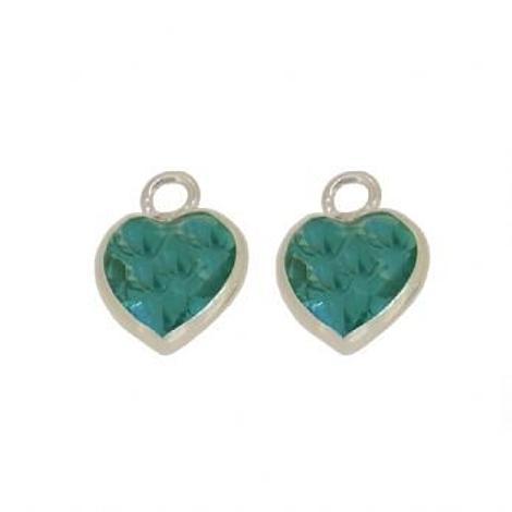 Sterling Silver 6mm Turquoise Cz Heart Sleeper Charms