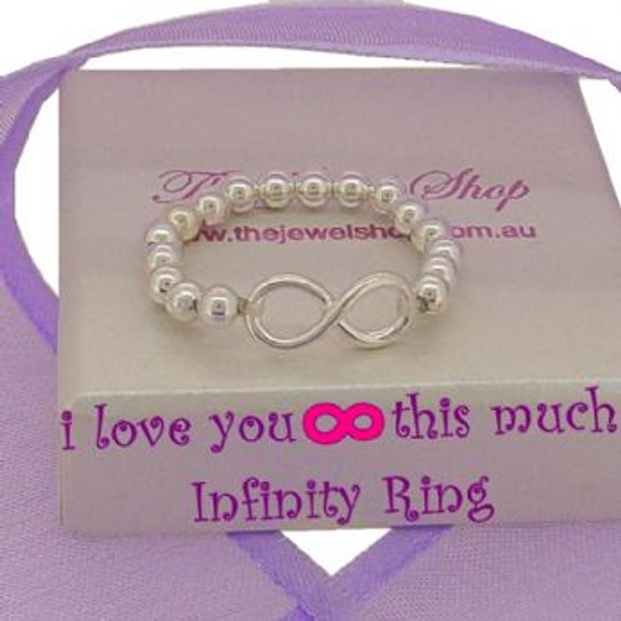 STERLING SILVER INFINITY SYMBOL BALL DESIGN CHARM RING