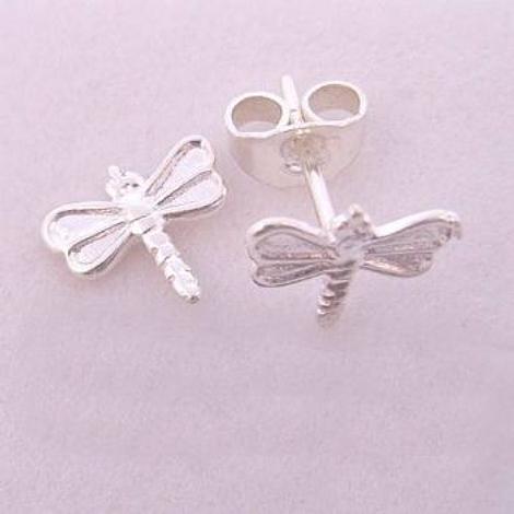 Sterling Silver Baby 9mm Dragonfly Charm Stud Earrings