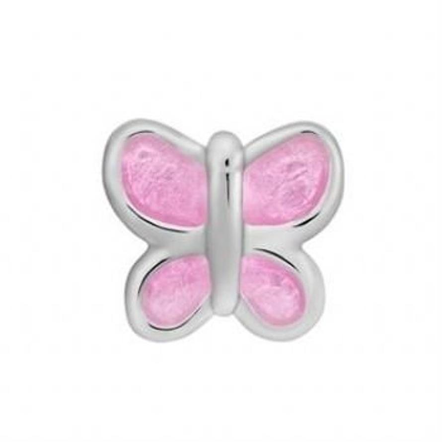 STERLING SILVER PASTICHE PETITE BABY PINK BUTTERFLY BEAD CHARM -XE021PI
