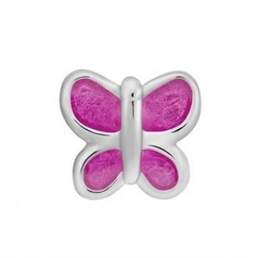 STERLING SILVER PASTICHE PETITE HOT PINK BUTTERFLY BEAD CHARM -XE021PK