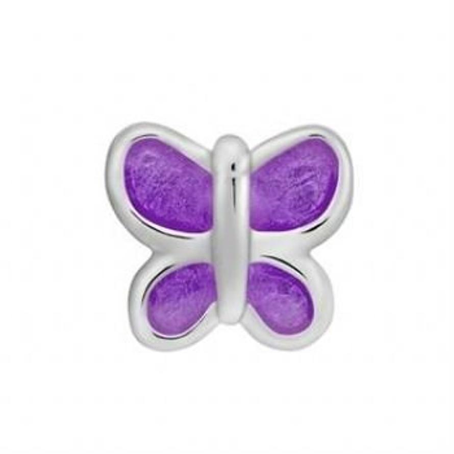 STERLING SILVER PASTICHE PETITE PURPLE BUTTERFLY BEAD CHARM -XE021PU