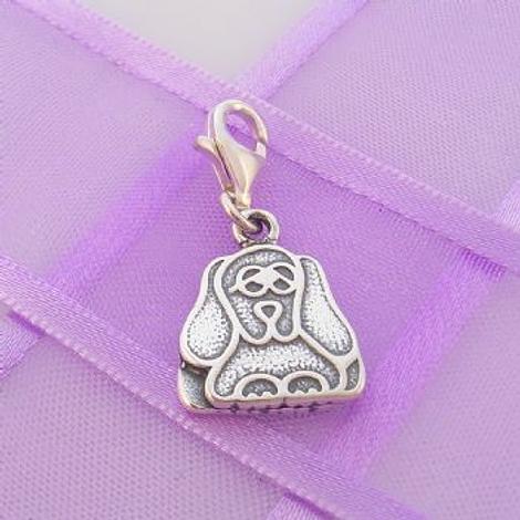 Sterling Silver 12mm X 15mm Family Pet Dog Puppy Clip on Charm - Ti-01232