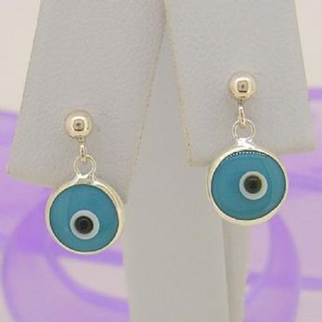 Evil Eye Sterling Silver Ball Stud Earrings Turquoise Blue