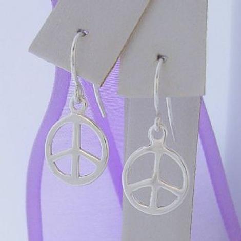 Sterling Silver 10mm Peace Sign Charm Hook Earrings