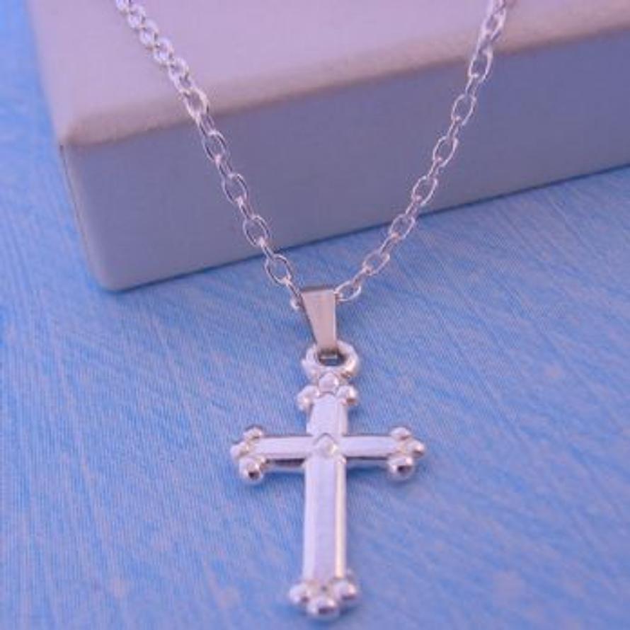 STERLING SILVER SMALL 10mm CROSS CHARM NECKLACE 45CM - NLET_SS_HR2392