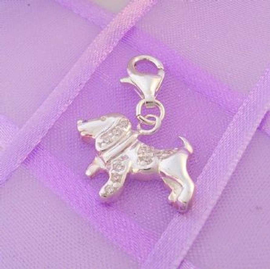STERLING SILVER 18mm x 13mm FAMILY PET DOG PUPPY CLIP ON CHARM - 925-53-701-4488