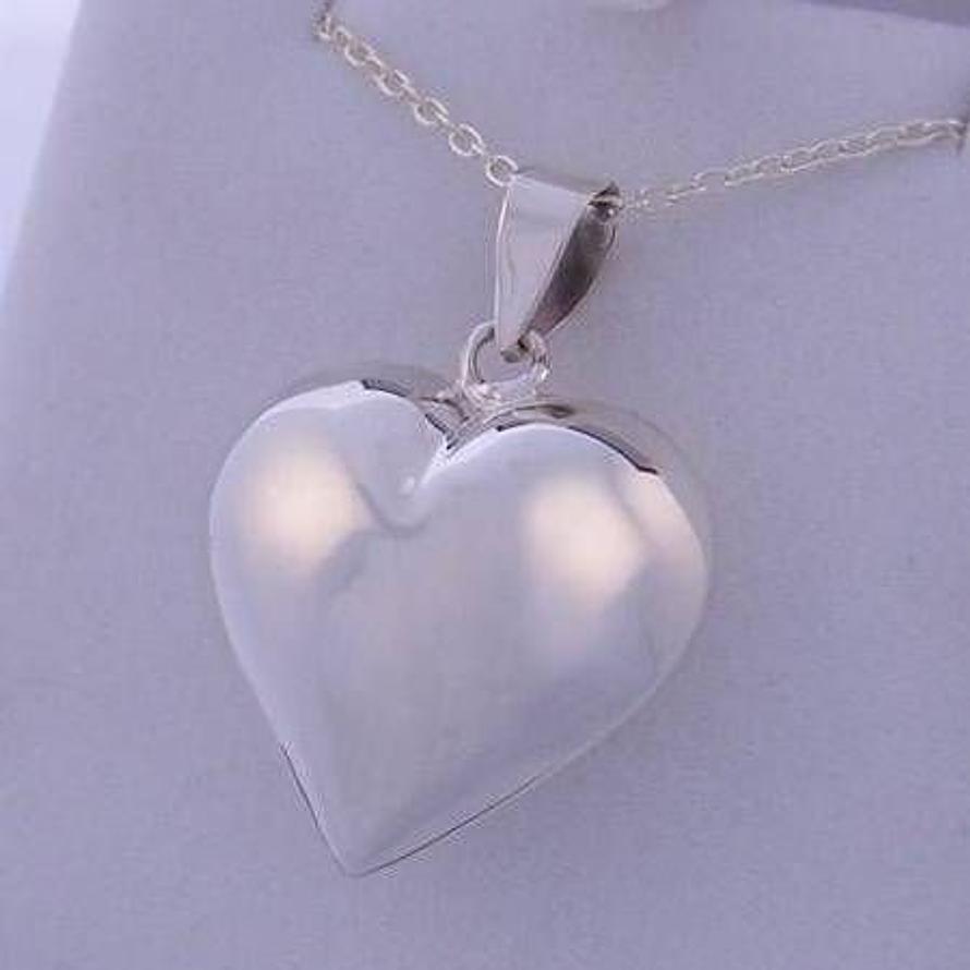 19mm STERLING SILVER PUFF HEART PENDANT CHARM NECKLACE