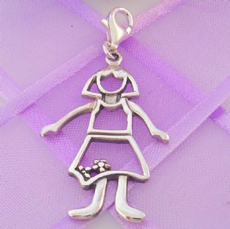 STERLING SILVER 18mm x 32mm FAMILY WOMAN MUM MOTHER CLIP ON CHARM - 925-54-706-4823MUM
