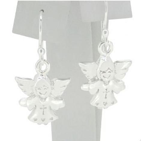 Sterling Silver Guardian Angel Design Charm Earrings