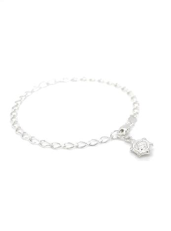 Turtle Charm Curb Bracelet in Sterling Silver