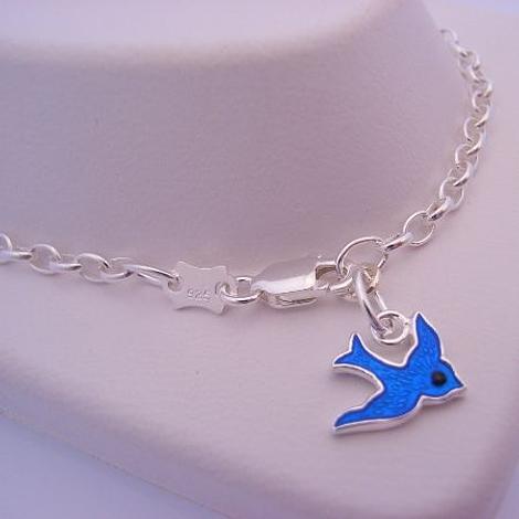 17cm Adjustable Size Sterling Silver Bluebird of Happiness Charm Belcher Bracelet