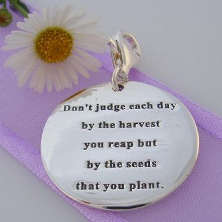 STERLING SILVER 24mm SEED HARVEST MESSAGE CLIP ON CHARM 925-54-706-9053
