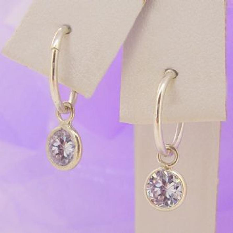 STERLING SILVER 5mm LILAC CZ ROUND 8mm SLEEPER EARRINGS -E_SS-8mmSLP-5mmCZround-lilac