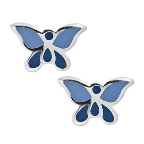 Pastiche Sterling Silver 10mm Blue Butterfly Stud Earrings