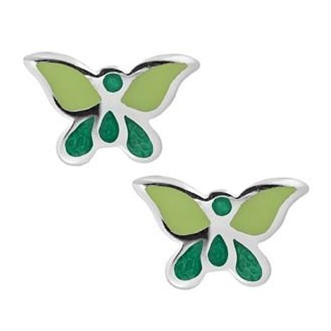 Pastiche Sterling Silver 10mm Green Butterfly Stud Earrings E022grn