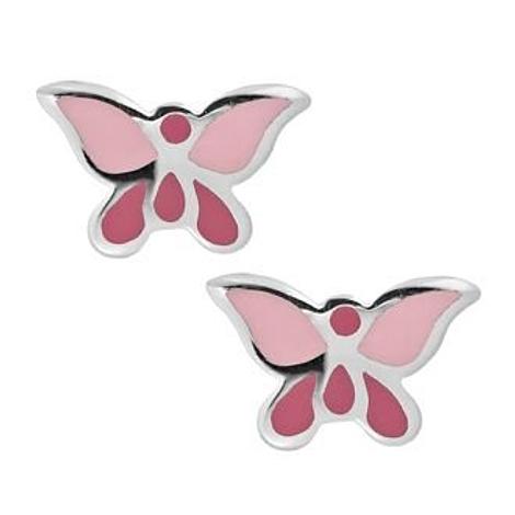Pastiche Sterling Silver 10mm Pink Butterfly Stud Earrings