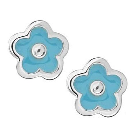 Pastiche Sterling Silver 5mm Blue Flower Stud Earrings