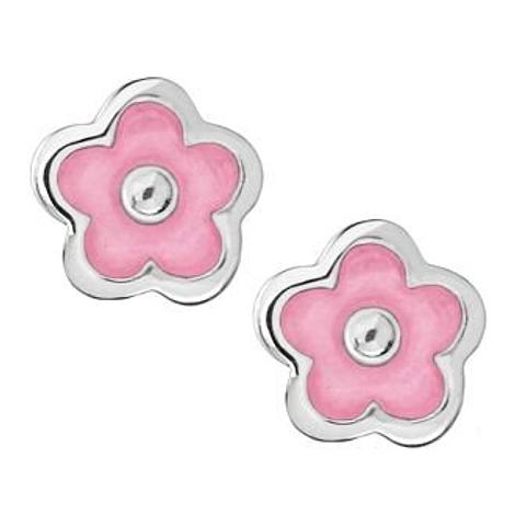 Pastiche Sterling Silver 5mm Pink Flower Stud Earrings