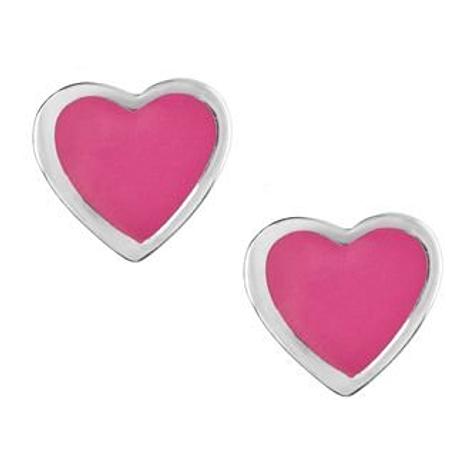 Pastiche Sterling Silver 5mm Pink Heart Stud Earrings