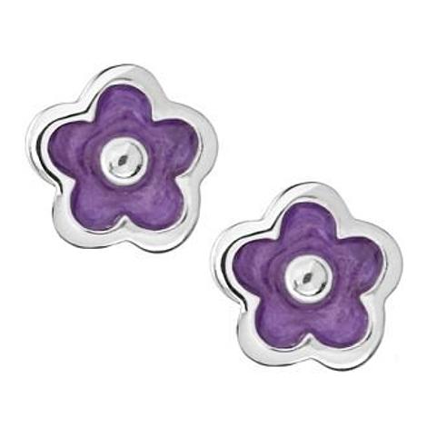 Pastiche Sterling Silver 5mm Purple Flower Stud Earrings