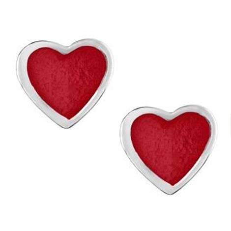 Pastiche Sterling Silver 5mm Red Heart Stud Earrings