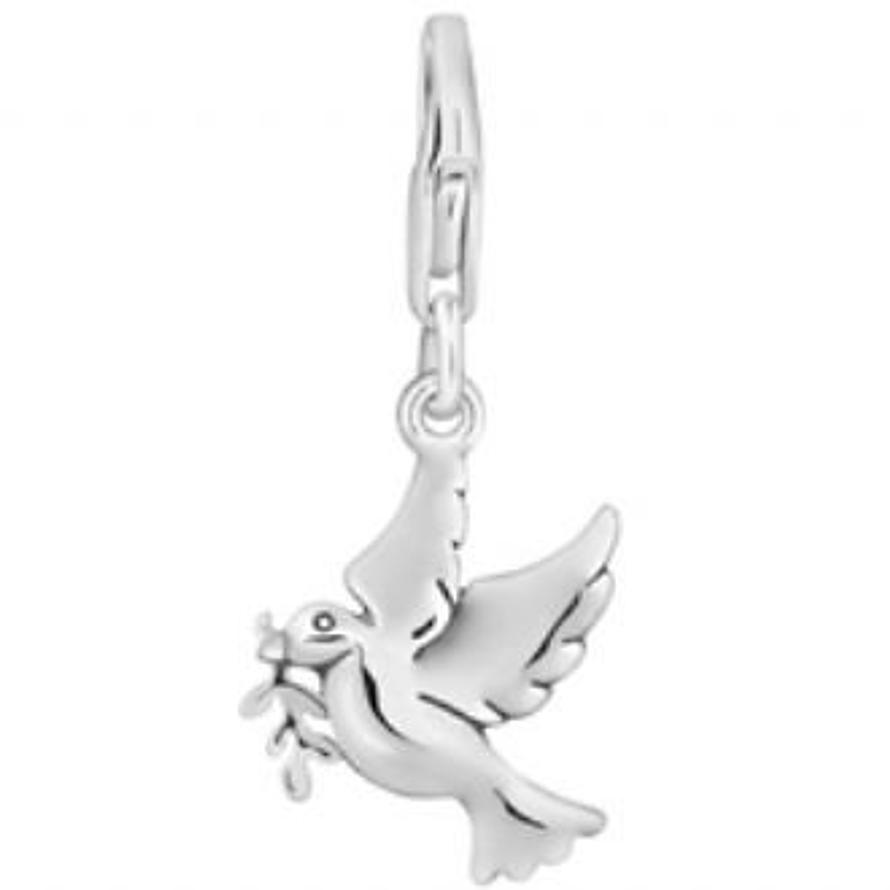 PASTICHE STERLING SILVER 17mm DOVE OF PEACE HOOKED ON CLIP CHARM PENDANT QC043