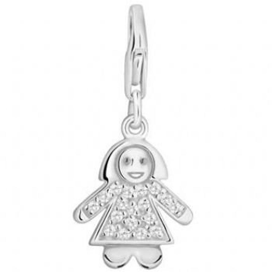 PASTICHE STERLING SILVER CZ LITTLE GIRL CLIP ON CHARM QC009CZ