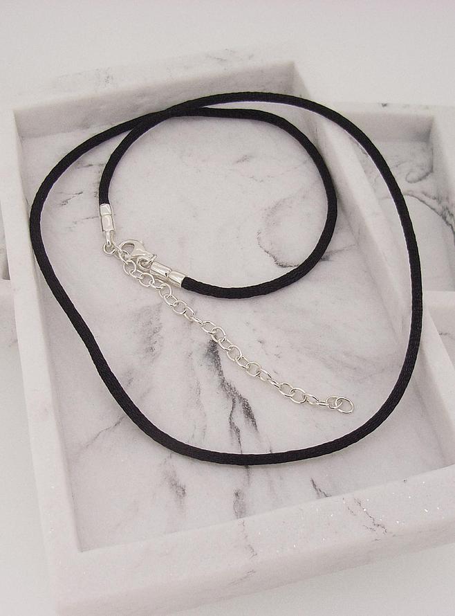 Sterling Silver Black Silk Chain Necklace