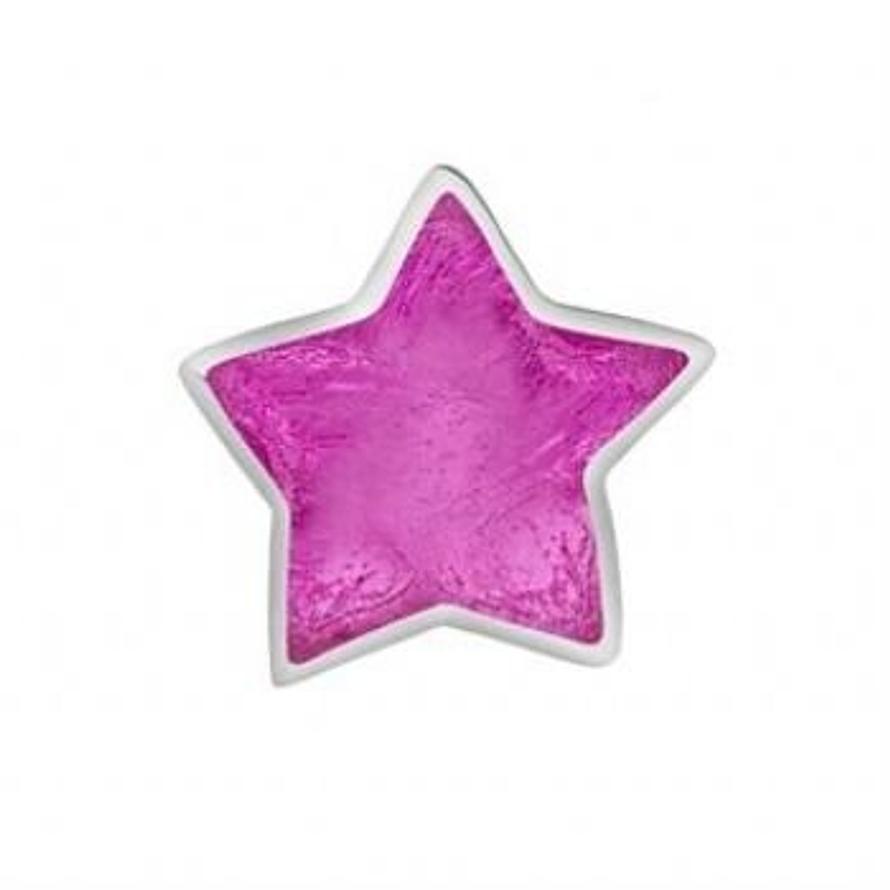 STERLING SILVER PASTICHE PETITE HOT PINK WISHING STAR BEAD CHARM -XE033PK